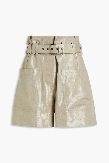 BRUNELLO CUCINELLI Belted metallic linen shorts