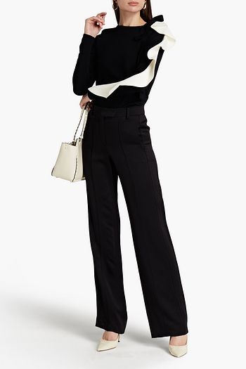 VALENTINO Hammered-satin straight-leg pants
