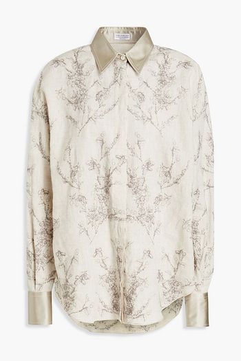 BRUNELLO CUCINELLI Embellished linen-gauze shirt