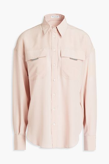 BRUNELLO CUCINELLI Bead-embellished silk crepe de chine shirt