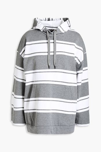 BRUNELLO CUCINELLI Bead-embellished striped French cotton-terry hoodie