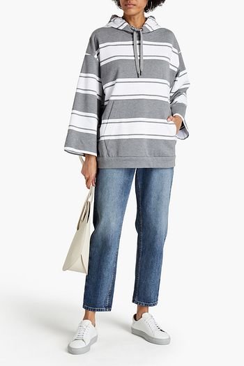 BRUNELLO CUCINELLI Bead-embellished striped French cotton-terry hoodie