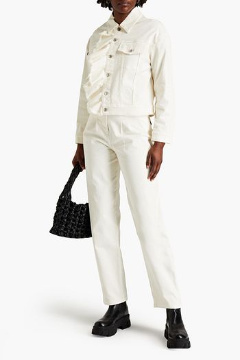 MSGM Jeansjacke mit Rüschen und Fransen