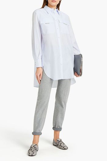 BRUNELLO CUCINELLI Bead-embellished cotton and silk-blend poplin shirt