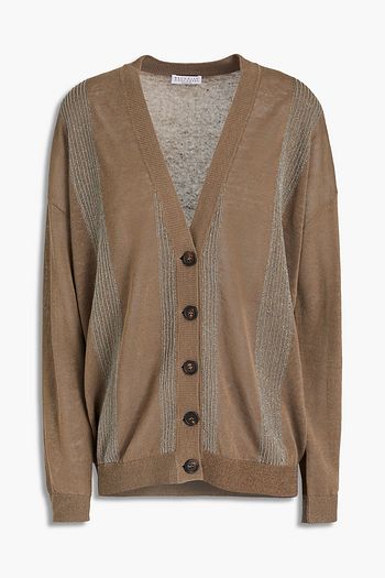 BRUNELLO CUCINELLI Bead-embellished linen-blend cardigan
