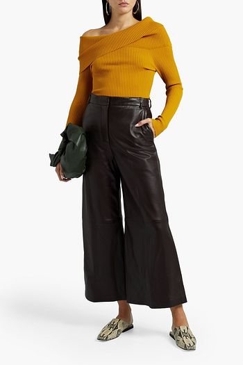 JOSEPH Tuba leather wide-leg pants