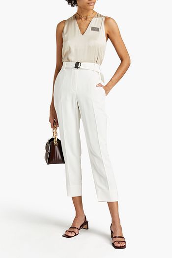 BRUNELLO CUCINELLI Appliquéd stretch-silk satin top