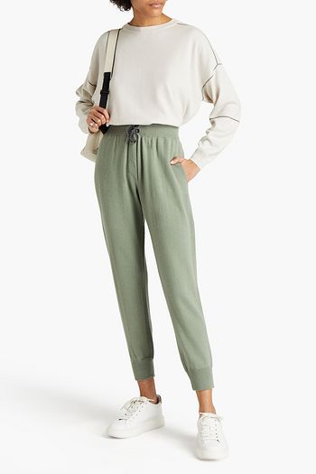 BRUNELLO CUCINELLI Bead-embellished wool, silk and cashmere-blend tapered pants