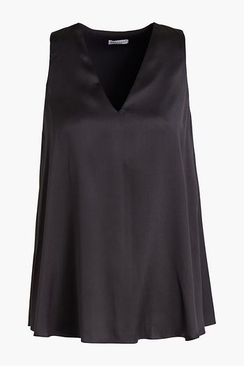 BRUNELLO CUCINELLI Bead-embellished stretch-silk satin top