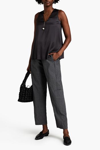 BRUNELLO CUCINELLI Bead-embellished stretch-silk satin top