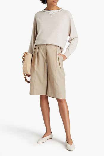 BRUNELLO CUCINELLI Bead-embellished mélange cashmere sweater