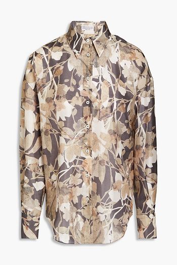 BRUNELLO CUCINELLI Floral-print silk crepe de chine shirt
