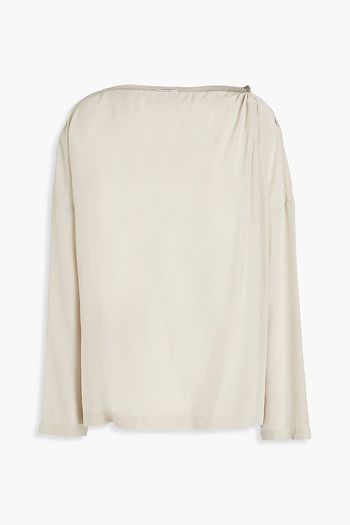 BRUNELLO CUCINELLI Bead-embellished silk crepe de chine blouse