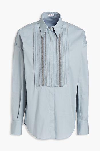 BRUNELLO CUCINELLI Bead-embellished cotton-blend poplin shirt