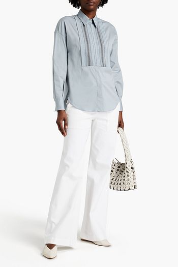 BRUNELLO CUCINELLI Bead-embellished cotton-blend poplin shirt
