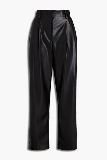 MSGM Pleated faux leather straight-leg pants