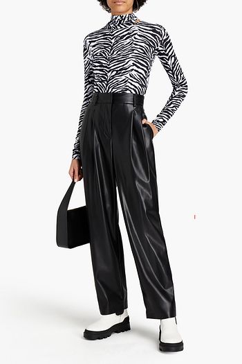 MSGM Pleated faux leather straight-leg pants