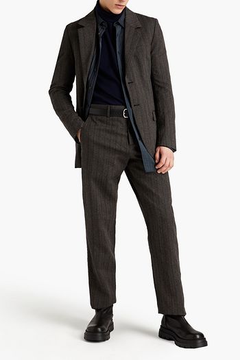 ACNE STUDIOS ストライプコットン&ウール混ツイル テーパード スーツパンツ