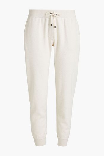 BRUNELLO CUCINELLI Bead-embellished cotton, cashmere and silk-blend track pants