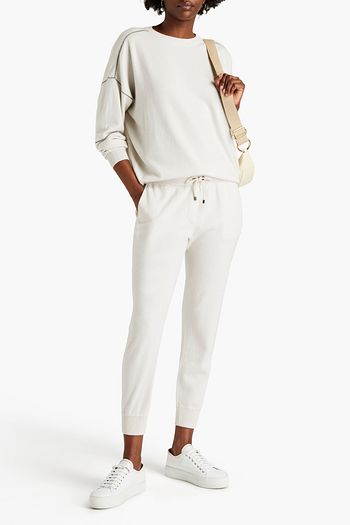 BRUNELLO CUCINELLI Bead-embellished cotton, cashmere and silk-blend track pants