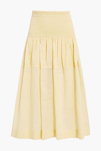 JOSEPH Senzo shirred ramie-voile midi skirt