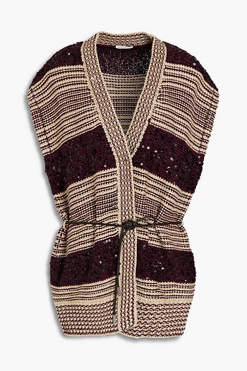 BRUNELLO CUCINELLI Sequin-embellished linen, cotton and silk-blend sweater