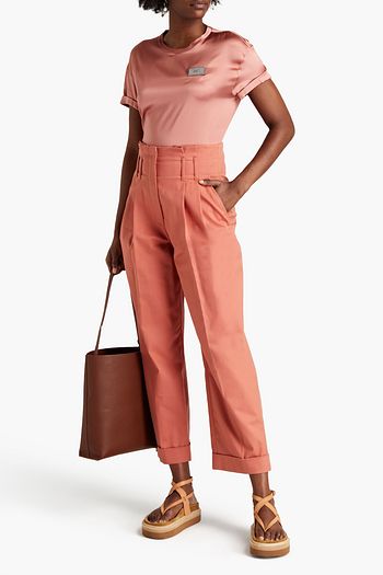 BRUNELLO CUCINELLI Appliquéd stretch-silk satin top