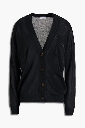 BRUNELLO CUCINELLI Bead-embellished linen-blend cardigan