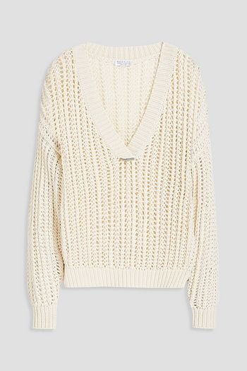 BRUNELLO CUCINELLI Bead-embellished cotton sweater