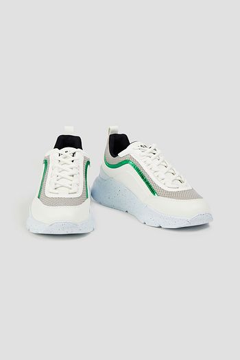 MSGM Mesh-paneled leather sneakers