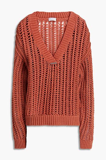BRUNELLO CUCINELLI Bead-embellished cotton sweater