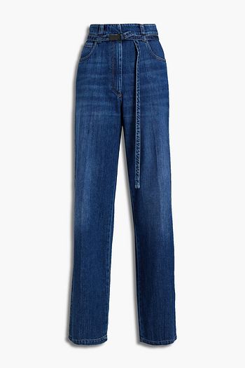 BRUNELLO CUCINELLI Belted bead-embellished high-rise wide-leg jeans