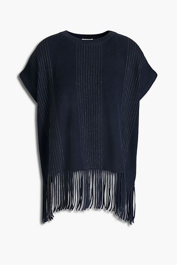 BRUNELLO CUCINELLI Fringed bead-embellished ribbed cotton top