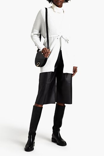 BRUNELLO CUCINELLI Belted bead-embellished ribbed cotton cardigan