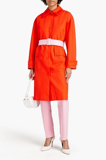 MSGM Belted cotton-gabardine coat