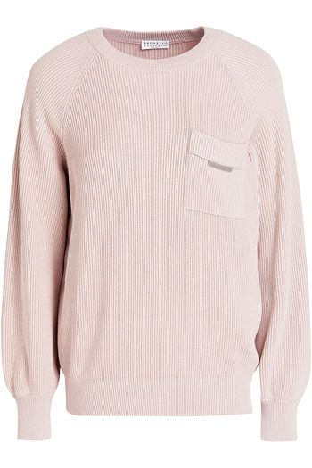 BRUNELLO CUCINELLI Bead-embellished ribbed cotton sweater