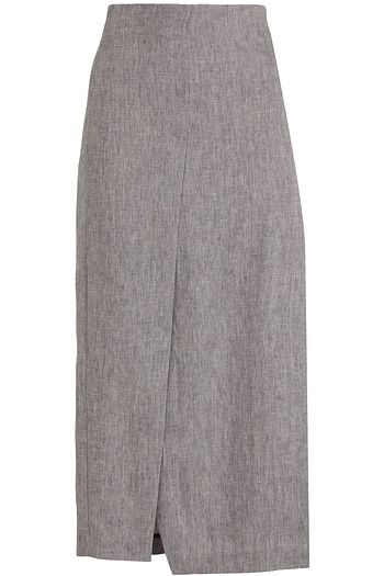 BRUNELLO CUCINELLI Asymmetric herringbone linen-blend midi skirt