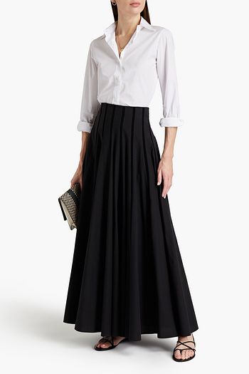BRUNELLO CUCINELLI Lattice-trimmed cotton maxi skirt