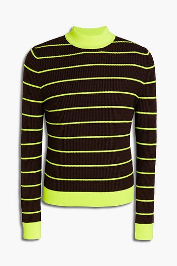 ACNE STUDIOS Slim-fit neon striped ribbed wool-blend sweater