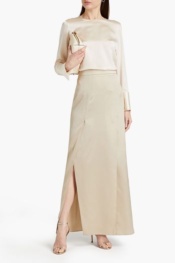BRUNELLO CUCINELLI Silk-blend satin-crepe maxi skirt