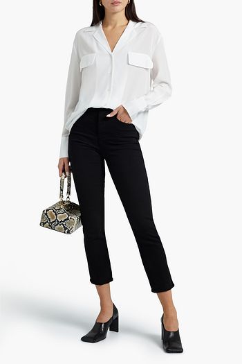 FRAME Le Pixie Sylvie cropped high-rise slim-leg jeans