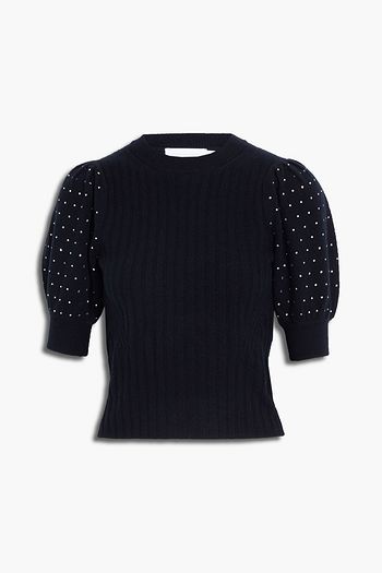 JONATHAN SIMKHAI Crystal-embellished wool and cashmere-blend sweater