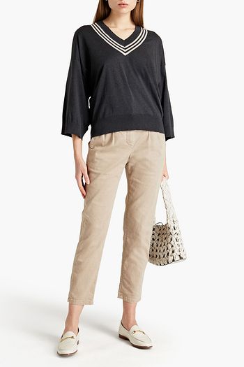 BRUNELLO CUCINELLI Bead-embellished cotton top