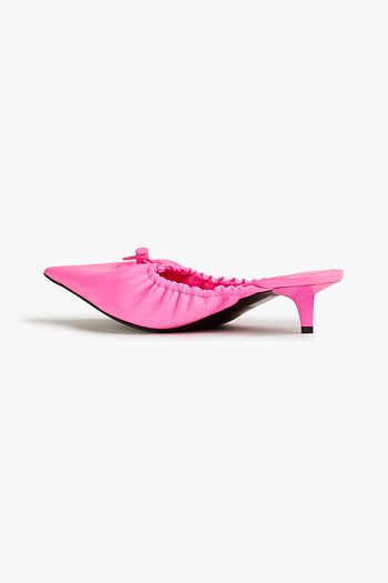 BALENCIAGA Neon gathered leather mules
