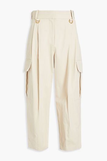 GIVENCHY Cropped pleated cotton-twill tapered pants
