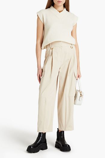 GIVENCHY Cropped pleated cotton-twill tapered pants