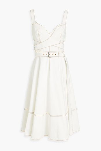 ALEXANDER MCQUEEN Belted denim midi dress