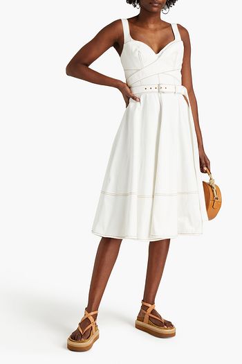ALEXANDER MCQUEEN Belted denim midi dress