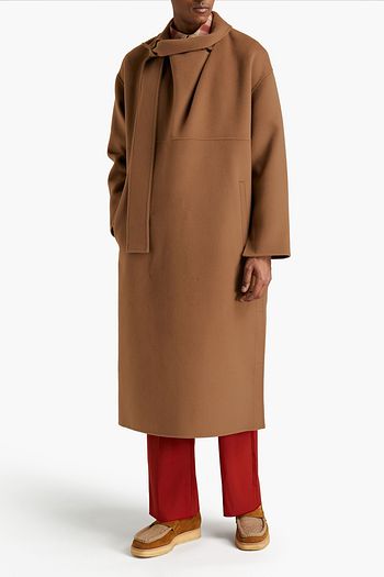 ACNE STUDIOS Tie-neck brushed wool-felt coat