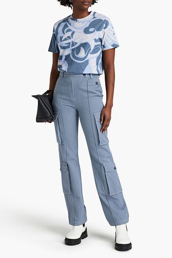 KENZO Striped cotton-gabardine straight-leg pants
